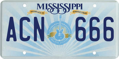 MS license plate ACN666
