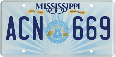 MS license plate ACN669