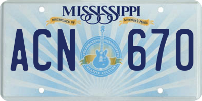 MS license plate ACN670