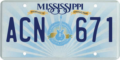 MS license plate ACN671