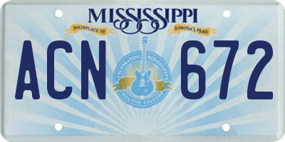 MS license plate ACN672