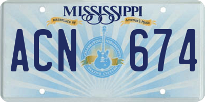 MS license plate ACN674