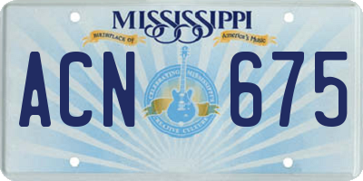 MS license plate ACN675
