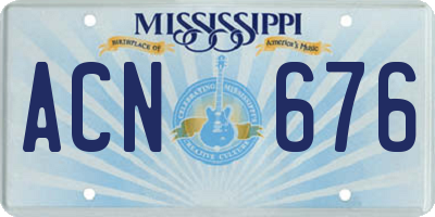 MS license plate ACN676