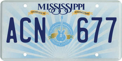 MS license plate ACN677