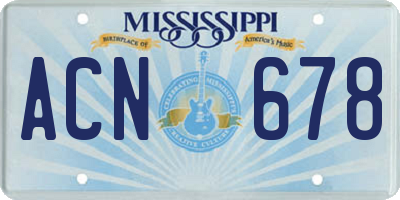 MS license plate ACN678