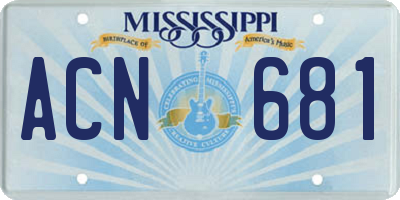 MS license plate ACN681