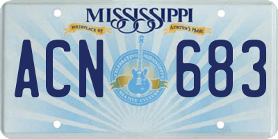 MS license plate ACN683