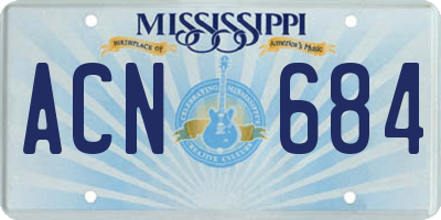 MS license plate ACN684