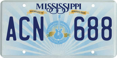 MS license plate ACN688