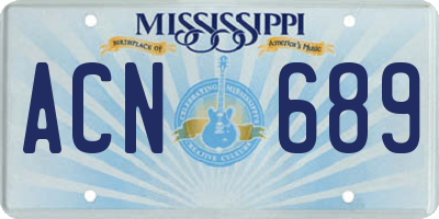MS license plate ACN689