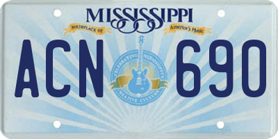 MS license plate ACN690