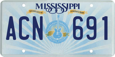 MS license plate ACN691