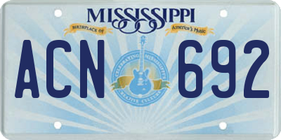 MS license plate ACN692