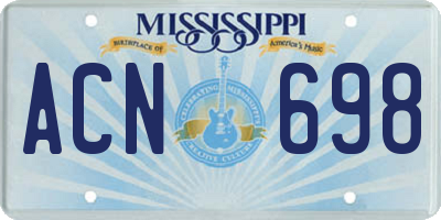 MS license plate ACN698