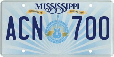 MS license plate ACN700
