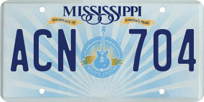 MS license plate ACN704