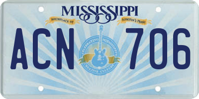 MS license plate ACN706