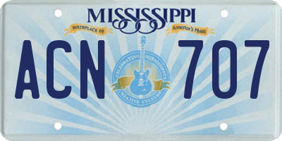 MS license plate ACN707