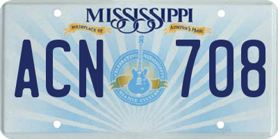 MS license plate ACN708