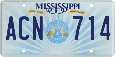 MS license plate ACN714