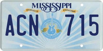 MS license plate ACN715