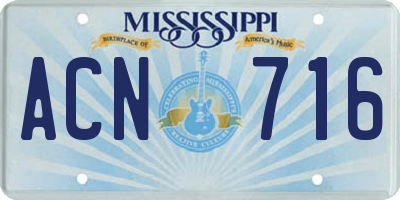 MS license plate ACN716