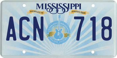 MS license plate ACN718
