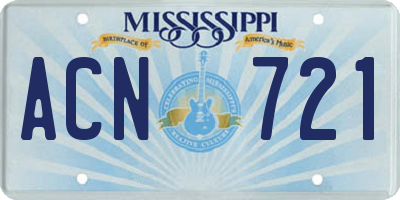 MS license plate ACN721