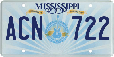 MS license plate ACN722