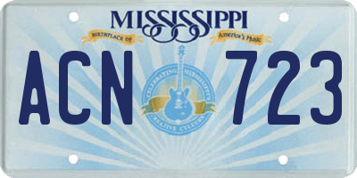 MS license plate ACN723