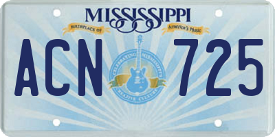 MS license plate ACN725
