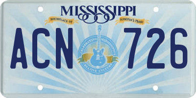 MS license plate ACN726
