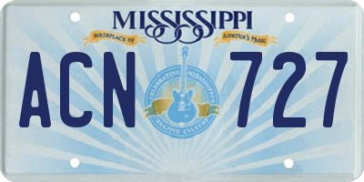 MS license plate ACN727