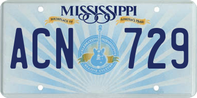 MS license plate ACN729