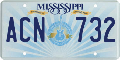 MS license plate ACN732