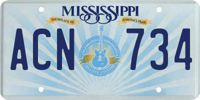 MS license plate ACN734
