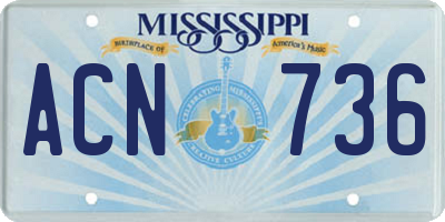 MS license plate ACN736