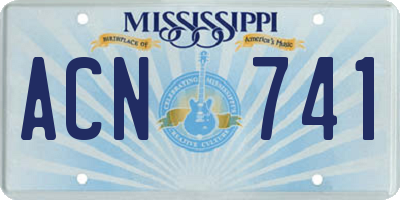 MS license plate ACN741