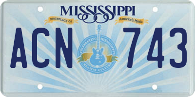 MS license plate ACN743