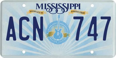MS license plate ACN747