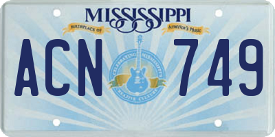 MS license plate ACN749
