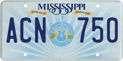MS license plate ACN750