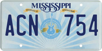 MS license plate ACN754