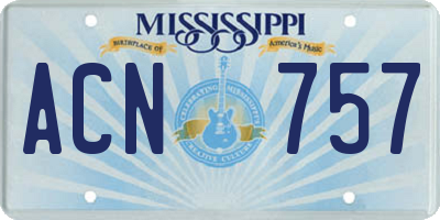 MS license plate ACN757