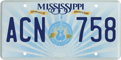 MS license plate ACN758