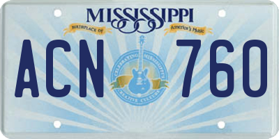 MS license plate ACN760