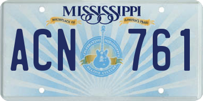 MS license plate ACN761