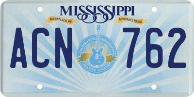 MS license plate ACN762