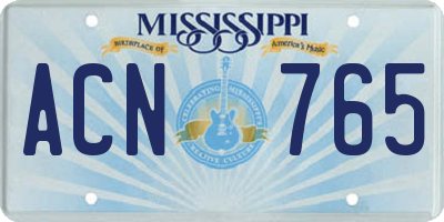 MS license plate ACN765